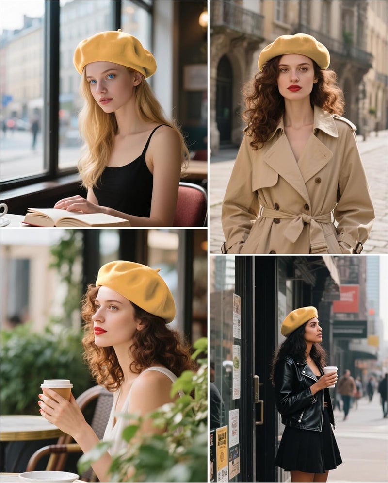 CKYPTFK Beret Hats for Women Holiday Wool French Style-Black/Red Church Hat-Clueless Outfit & Men's Beret - Image 5
